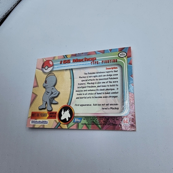 Pokemon 1999 TOPPS Machop #66 Blue Logo TV Animation Edition Card - Picture 3 of 4